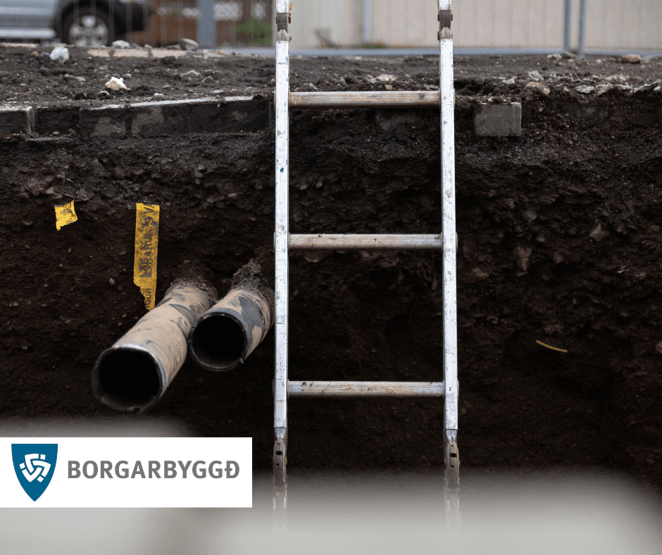 Vinna við brunn á bak við Kveldúlfsgötu